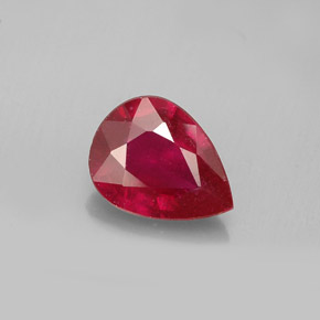 Rubis rouge naturelle en forme de poire, 1,18 ct, VS-SI
