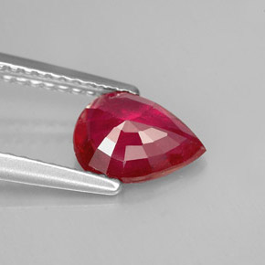 Rubis rouge naturelle en forme de poire, 1,18 ct, VS-SI