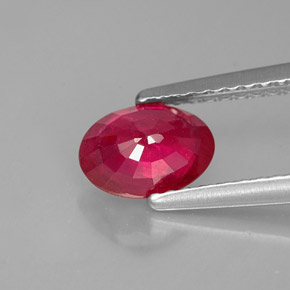 Rubis rouge naturelle coupe ovale, 1,07 ct, VS-SI