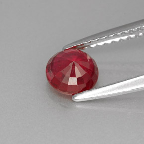 Rubis rouge naturelle coupe roude, 0,89 ct, VS-SI