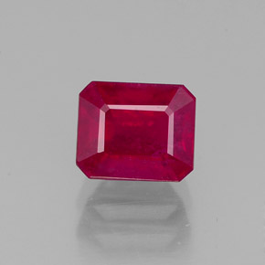 Rubis rouge naturelle taille émeraude, 1,54 ct, VS-SI