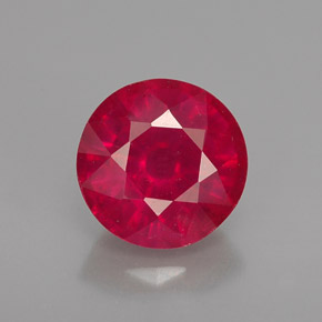 Rubis rouge naturelle coupe roude, 1,71 ct, VS-SI