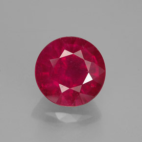 Rubis rouge naturelle coupe roude, 1,39 ct, VS-SI