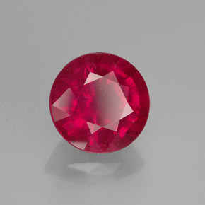 Rubis rouge naturelle coupe roude, 1,39 ct, VS-SI