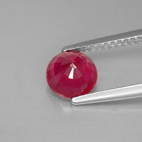 Rubis rouge naturelle coupe roude, 1,40 ct, VS-SI