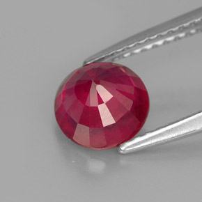 Rubis rouge naturelle coupe roude, 1,63 ct, VS-SI