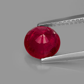 Rubis rouge naturelle coupe roude, 1,72 ct, VS-SI