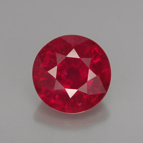 Rubis rouge naturelle coupe roude, 1,39 ct, VS-SI