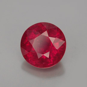 Rubis rouge naturelle coupe roude, 1,39 ct, VS-SI