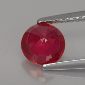 Rubis rouge naturelle coupe roude, 1,39 ct, VS-SI