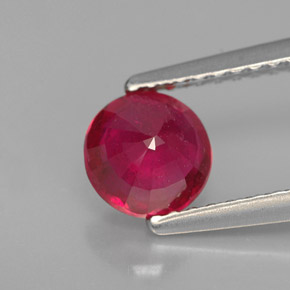 Rubis rouge naturelle coupe roude, 1,09 ct, VS-SI