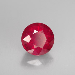 Rubis rouge naturelle coupe roude, 1,25 ct, VS-SI