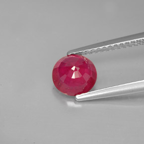 Rubis rouge naturelle coupe roude, 1,26 ct, VS-SI