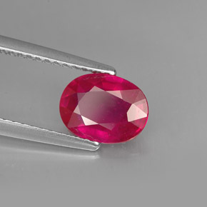Rubis rouge naturelle coupe ovale, 1,62 ct, VS-SI