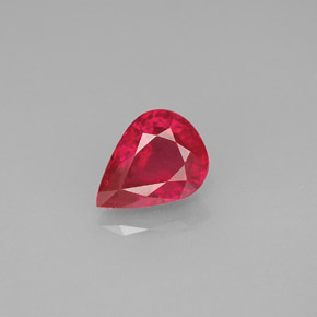 Rubis rouge naturelle en forme de poire, 1,53 ct, VS-SI