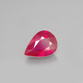 Rubis rouge naturelle en forme de poire, 1,37 ct, VS-SI
