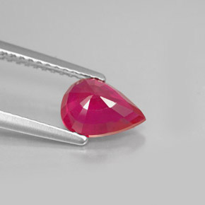 Rubis rouge naturelle en forme de poire, 1,37 ct, VS-SI