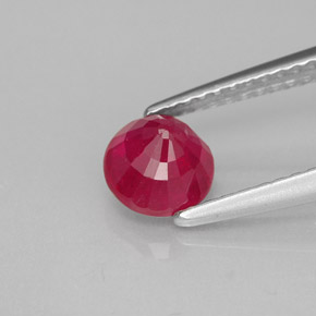 Rubis rouge naturelle coupe roude, 1,25 ct, VS-SI