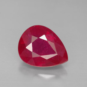 Rubis rouge naturelle en forme de poire, 3,46 ct, SI