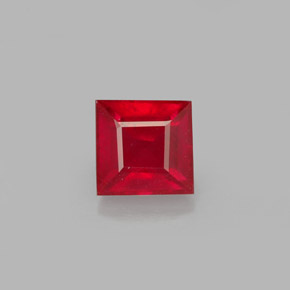 Rubis rouge naturelle carré, 0,87 ct, VS-SI