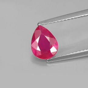 Rubis rouge naturelle en forme de poire, 1,63 ct, VS-SI