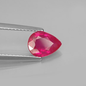 Rubis rouge naturelle en forme de poire, 1,63 ct, VS-SI