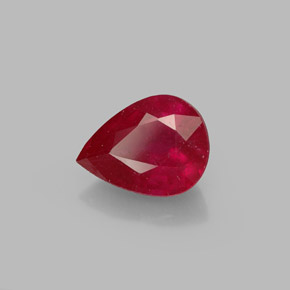 Rubis rouge naturelle en forme de poire, 1,57 ct, SI