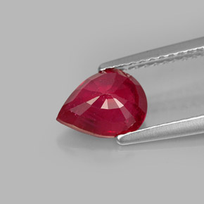 Rubis rouge naturelle en forme de poire, 1,50 ct, SI