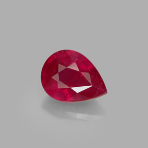 Rubis rouge naturelle en forme de poire, 1,58 ct, SI