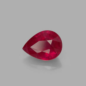 Rubis rouge naturelle en forme de poire, 1,58 ct, SI
