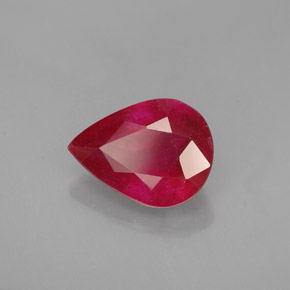 Rubis rouge naturelle en forme de poire, 1,93 ct, SI