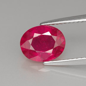 Rubis rouge naturelle coupe ovale, 1,93 ct, SI