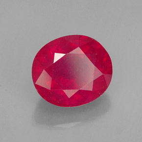 Rubis rouge naturelle coupe ovale, 1,86 ct, SI