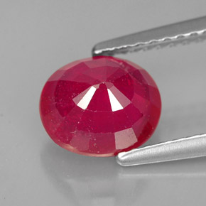 Rubis rouge naturelle coupe ovale, 1,86 ct, SI