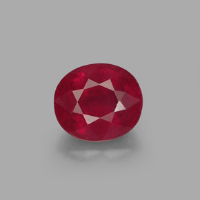 Rubis rouge naturelle coupe ovale, 1,87 ct, SI