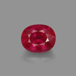 Rubis rouge naturelle coupe ovale, 1,96 ct, SI