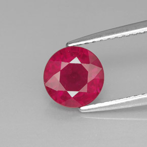 Rubis rouge naturelle coupe roude, 1,63 ct, SI