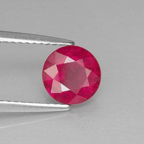 Rubis rouge naturelle coupe roude, 1,63 ct, SI