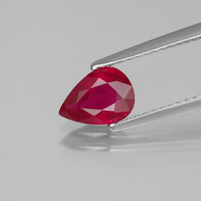 Rubis rouge naturelle en forme de poire, 1,07 ct, SI