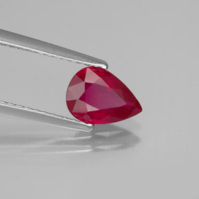 Rubis rouge naturelle en forme de poire, 1,07 ct, SI