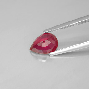 Rubis rouge naturelle en forme de poire, 1,44 ct, SI