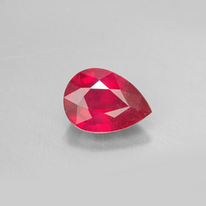Rubis rouge naturelle en forme de poire, 1,67 ct, SI