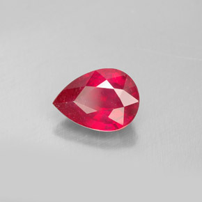 Rubis rouge naturelle en forme de poire, 1,67 ct, SI