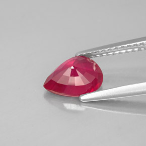 Rubis rouge naturelle en forme de poire, 1,47 ct, SI