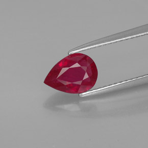 Rubis rouge naturelle en forme de poire, 1,37 ct, SI