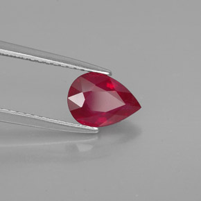 Rubis rouge naturelle en forme de poire, 1,37 ct, SI