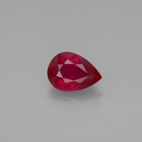 Rubis rouge naturelle en forme de poire, 1,45 ct, VS-SI