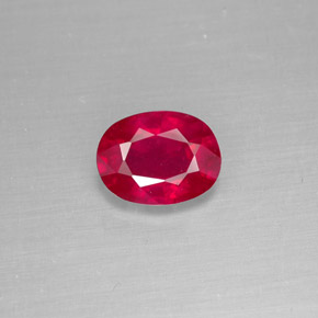 Rubis rouge naturelle coupe ovale, 1,62 ct, SI