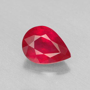 Rubis rouge naturelle en forme de poire, 1,36 ct, SI