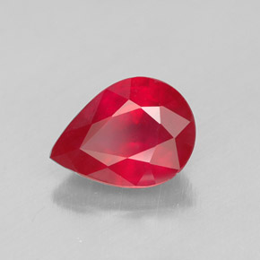 Rubis rouge naturelle en forme de poire, 1,36 ct, SI